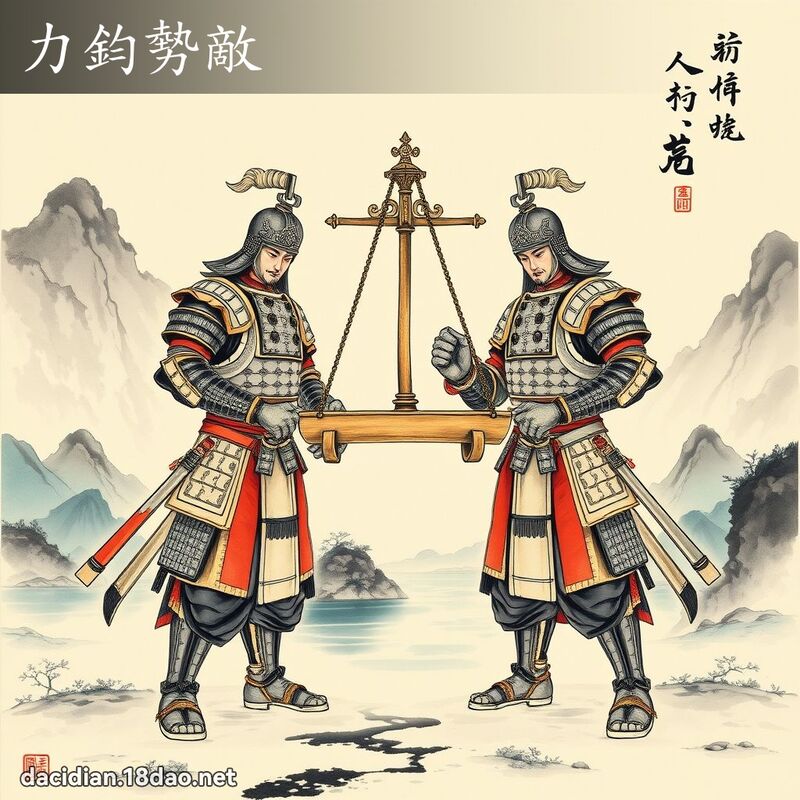 力鈞勢敵 - 中華成語配圖