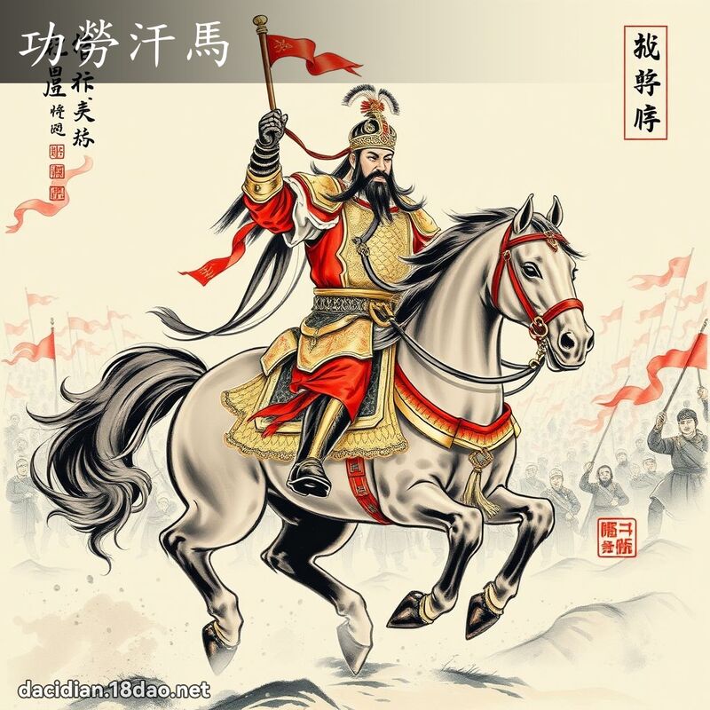 功勞汗馬 - 中華成語配圖