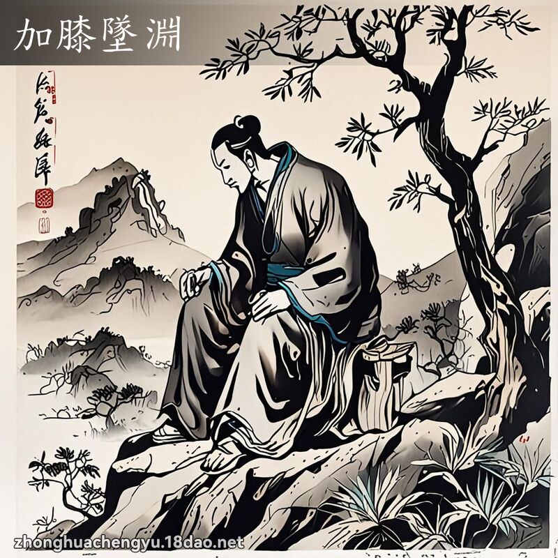 加膝坠渊 - 中华成语配图