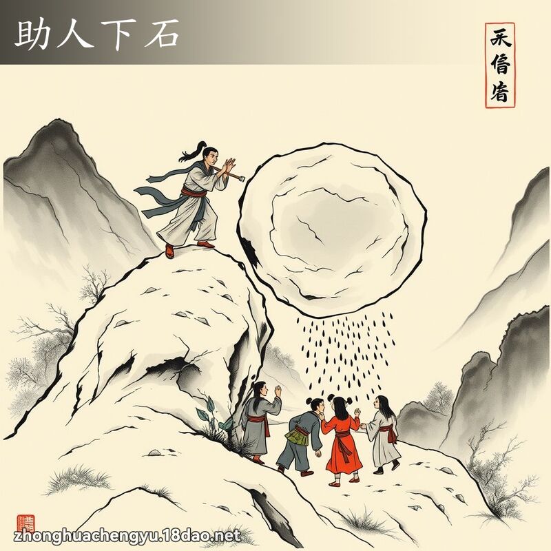 助人下石 - 中华成语配图