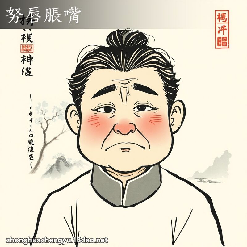 努唇胀嘴 - 中华成语配图
