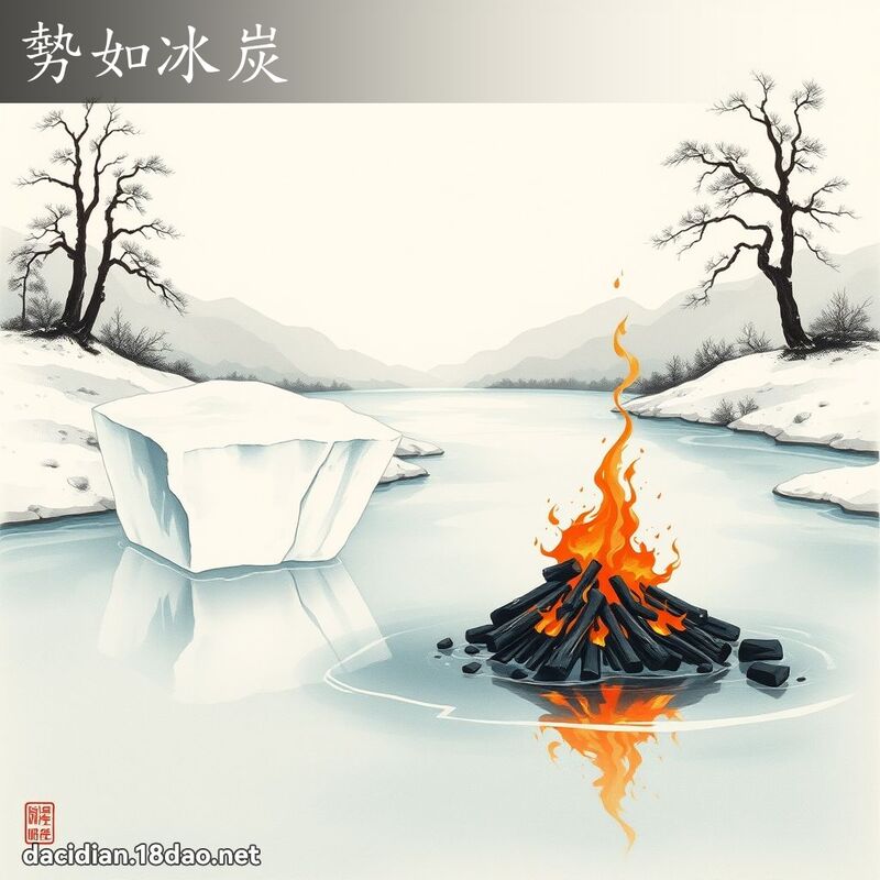 勢如冰炭 - 中華成語配圖