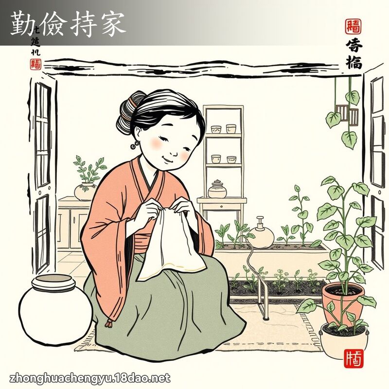勤儉持家 配图