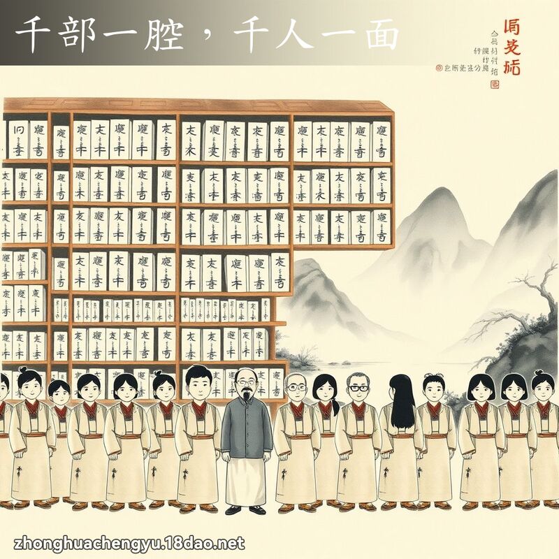 千部一腔，千人一面 - 中華成語配圖