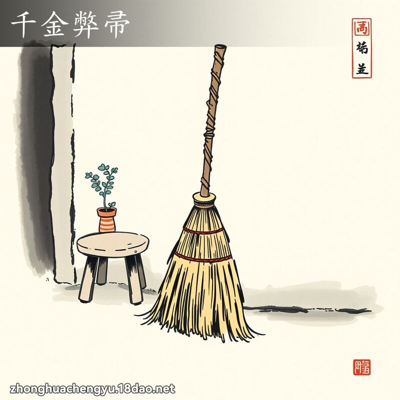 千金弊帚 - 中华成语配图