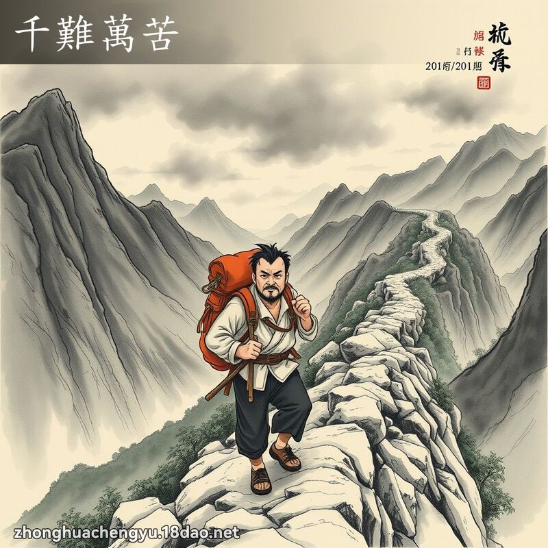 千難萬苦 - 中華成語配圖