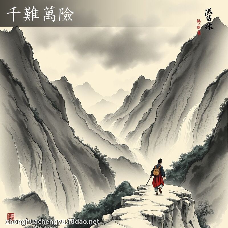 千難萬險 - 中華成語配圖