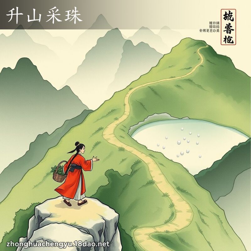 升山采珠 - 中華成語配圖