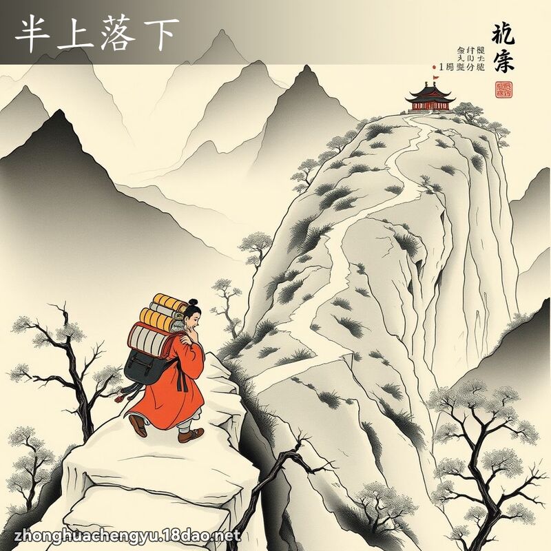 半上落下 - 中華成語配圖