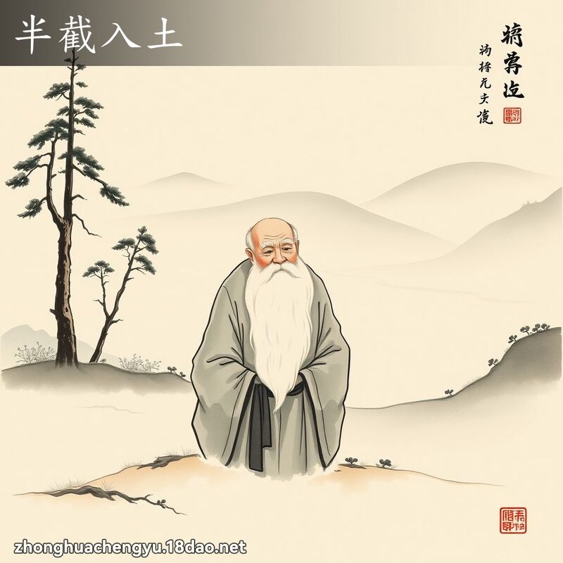 半截入土 配图