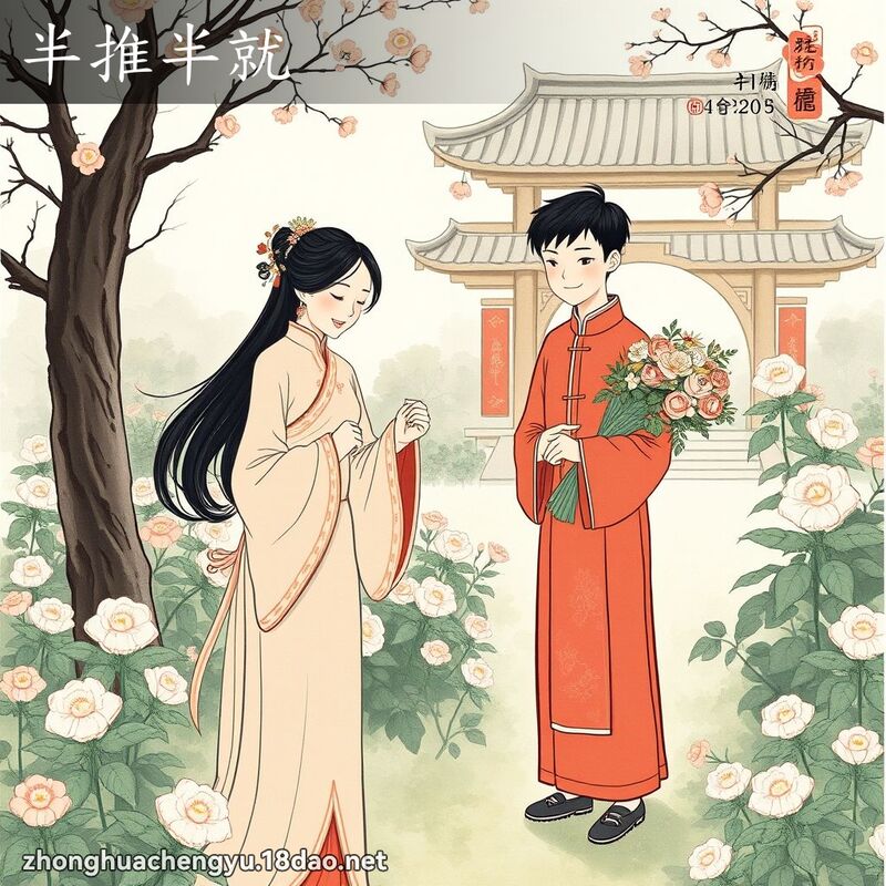 半推半就 - 中华成语配图