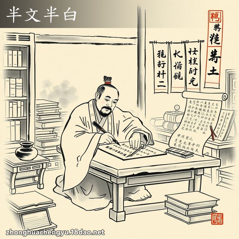半文半白 - 中华成语配图