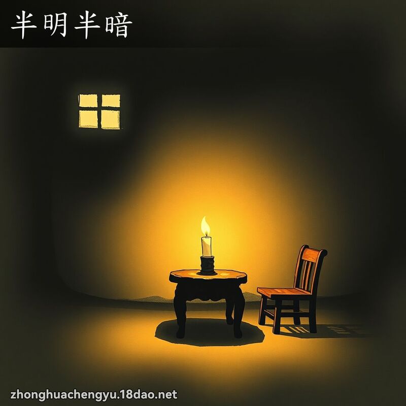 半明半暗 - 中華成語配圖