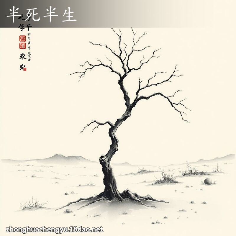 半死半生 - 中華成語配圖