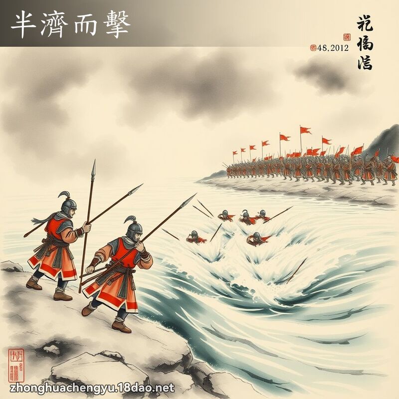 半濟而擊 - 中華成語配圖