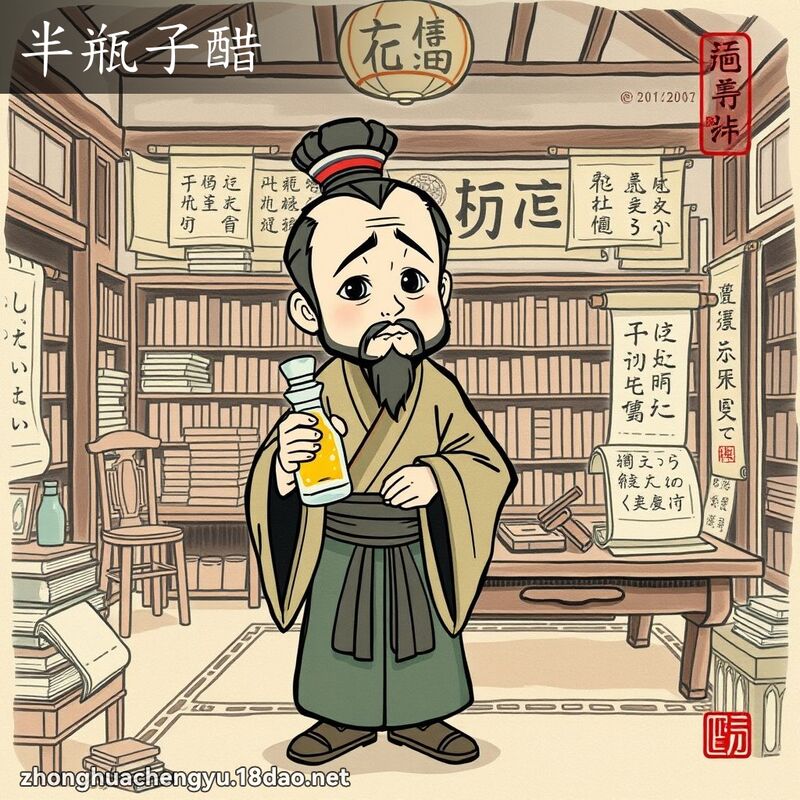 半瓶子醋 - 中華成語配圖