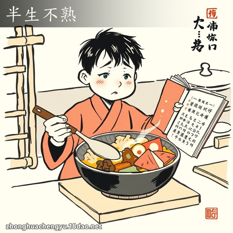 半生不熟 - 中華成語配圖