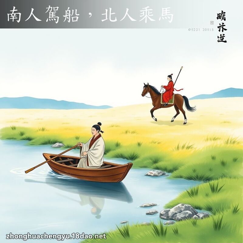 南人駕船,北人乘馬 配图
