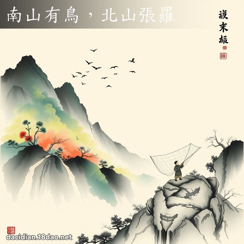 南山有鸟，北山张罗 - 中华成语配图