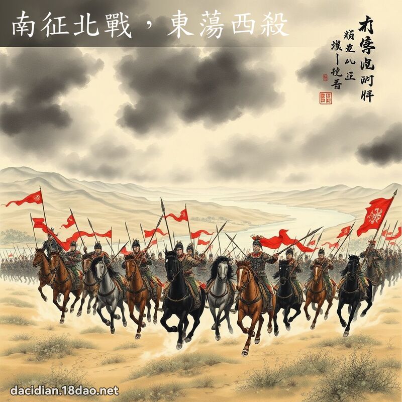 南征北戰，東蕩西殺 - 中華成語配圖