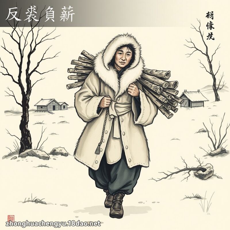 反裘负薪 - 中华成语配图