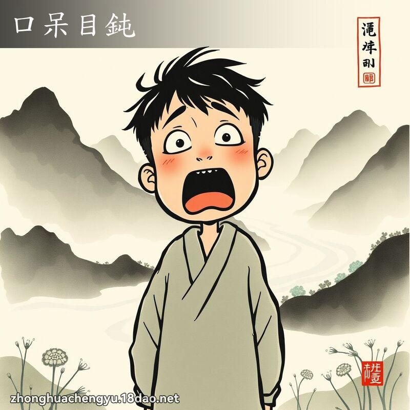 口呆目鈍 - 中華成語配圖
