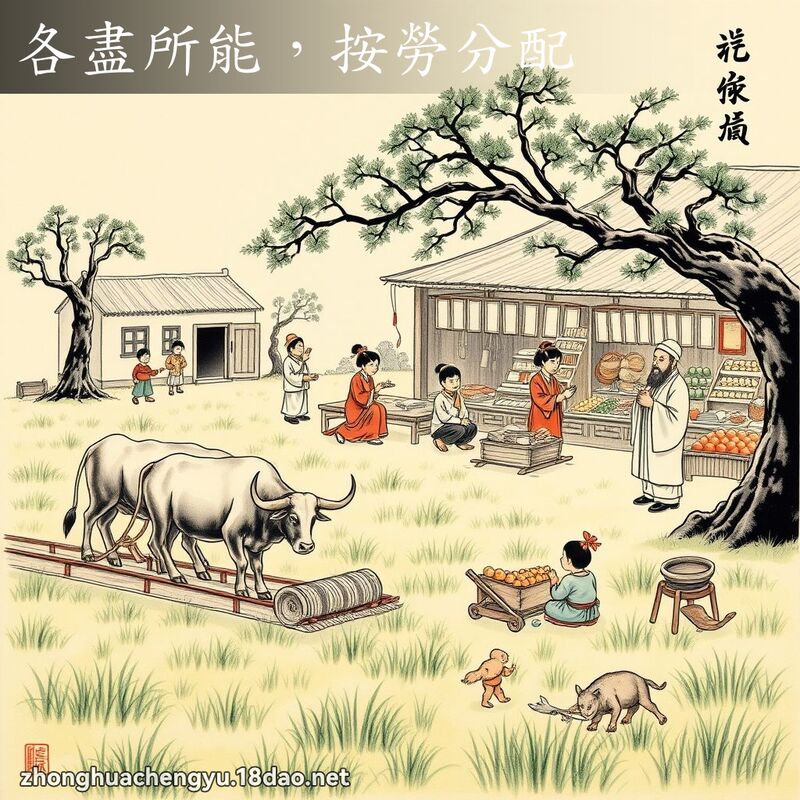 各盡所能,按勞分配 配图