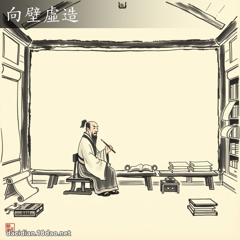 向壁虚造 - 中华成语配图