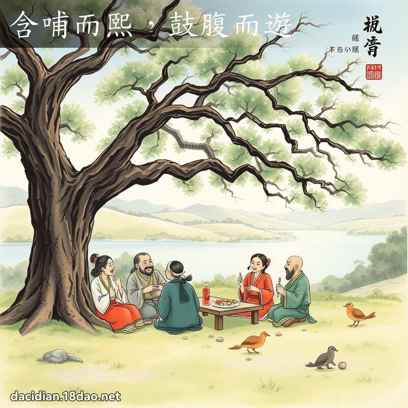含哺而熙，鼓腹而遊 - 中華成語配圖