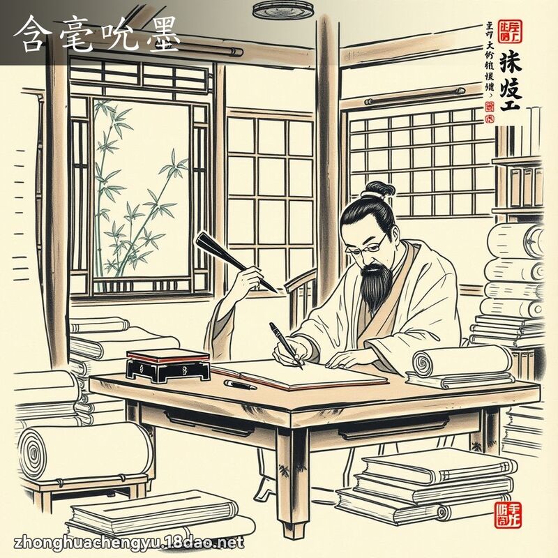 含毫吮墨 - 中华成语配图