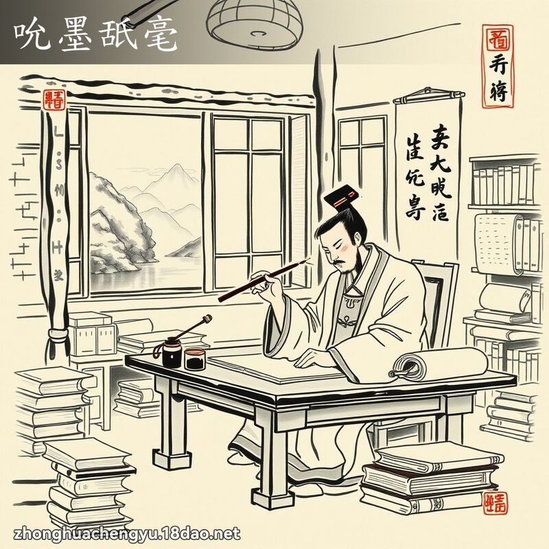 吮墨舐毫 配图