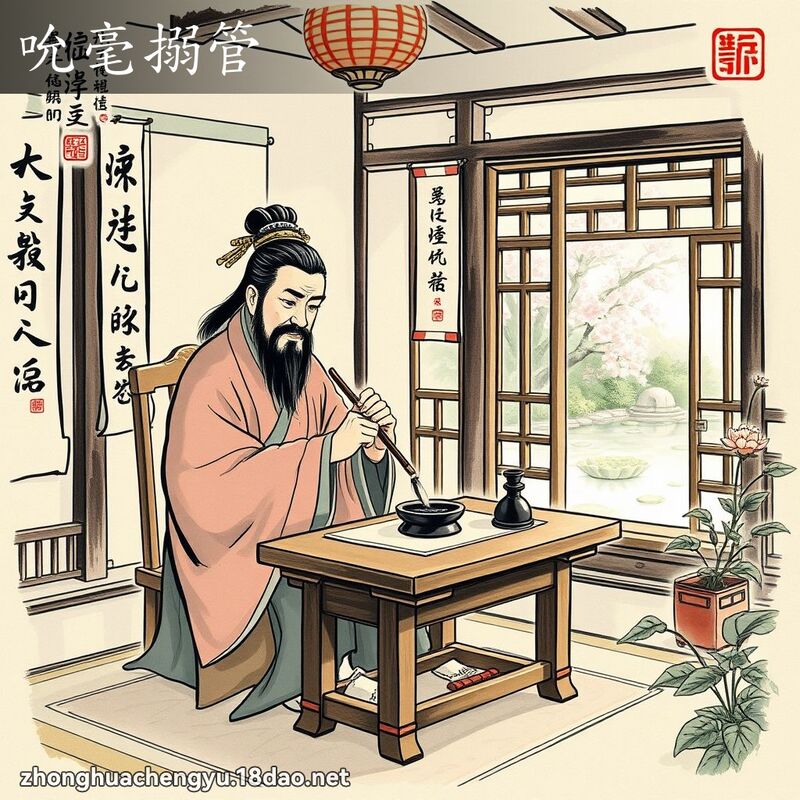 吮毫搦管 配图