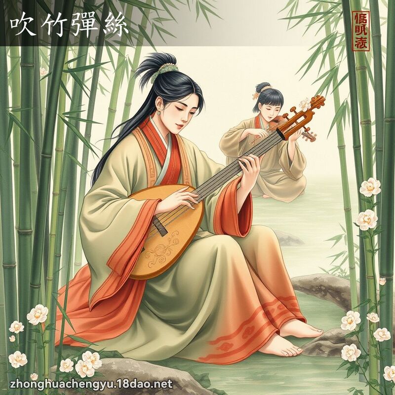 吹竹彈絲 配图