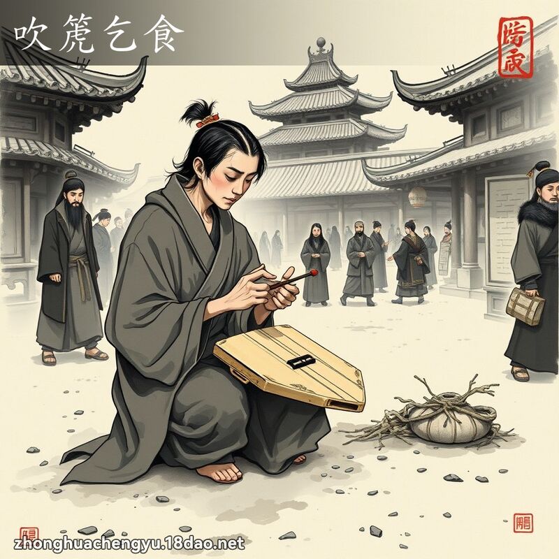吹箎乞食 配图