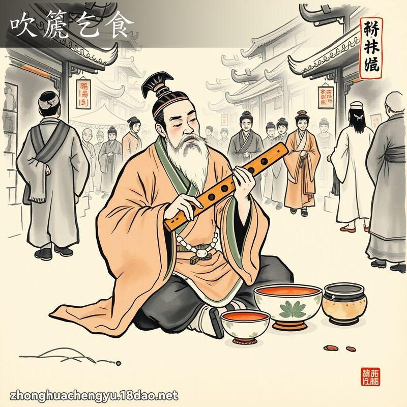 吹篪乞食 配图