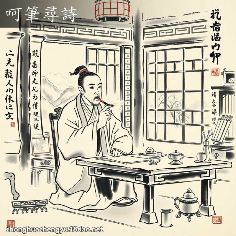 呵筆尋詩 配图