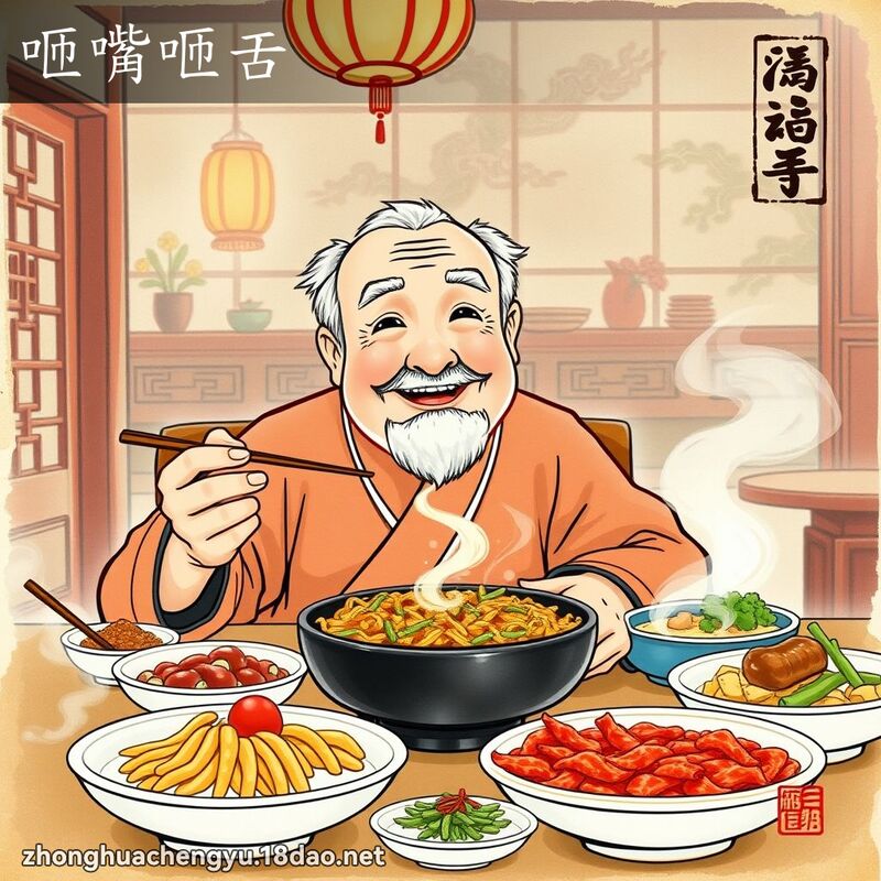 咂嘴咂舌 - 中華成語配圖