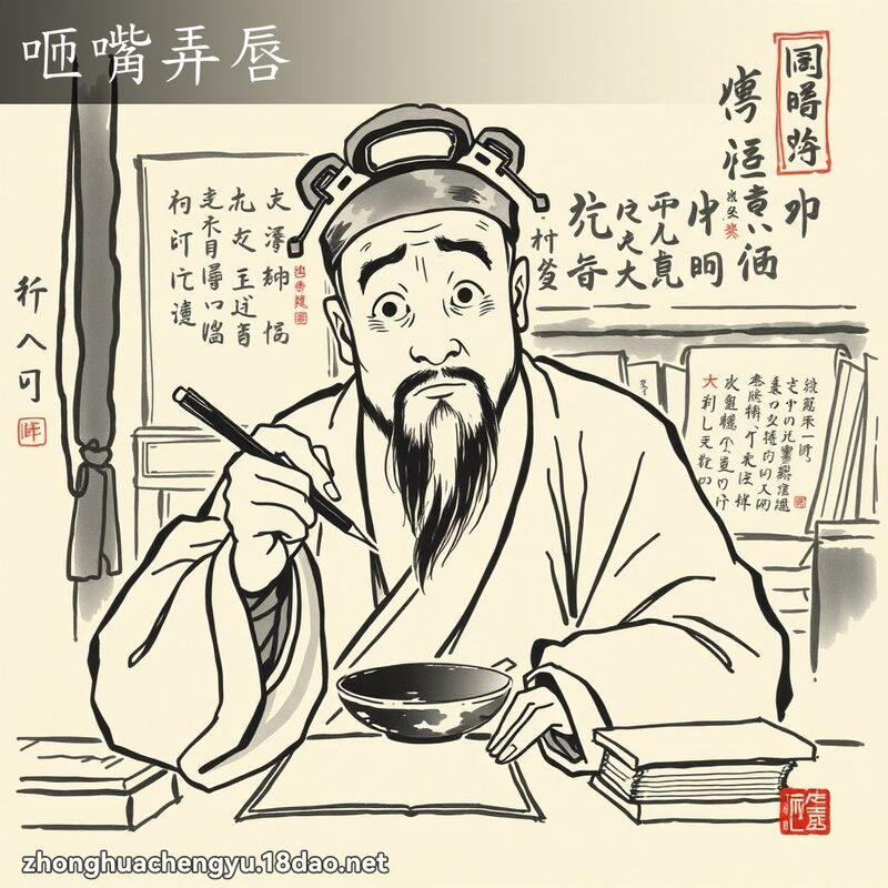 咂嘴弄唇 - 中华成语配图