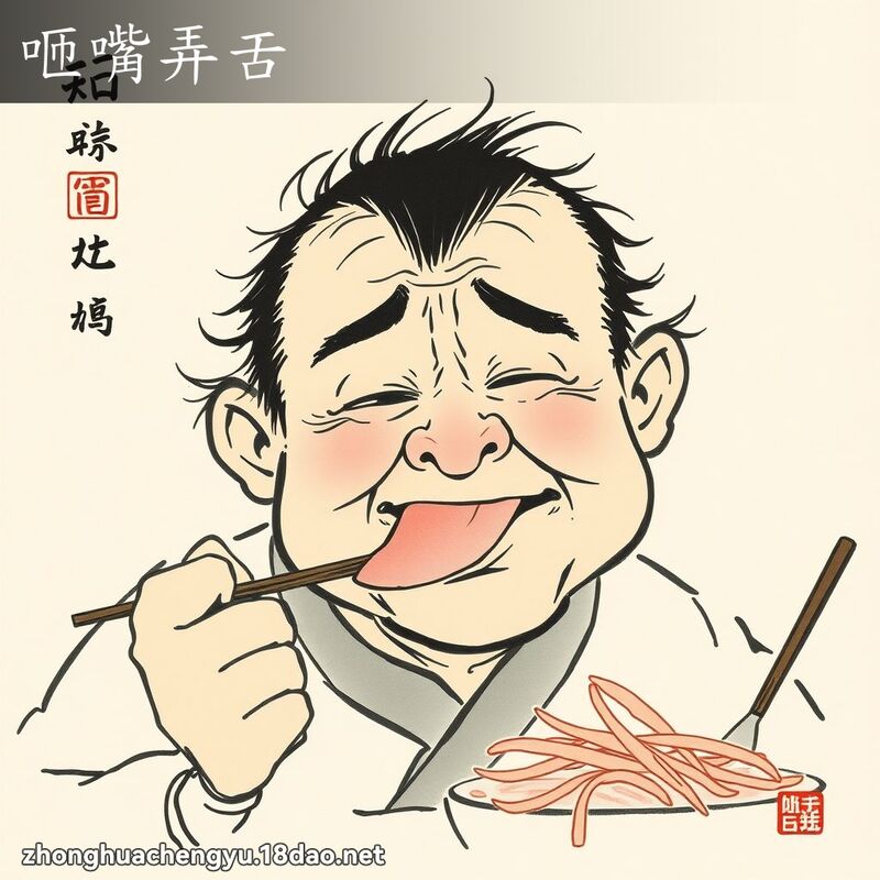 咂嘴弄舌 - 中华成语配图
