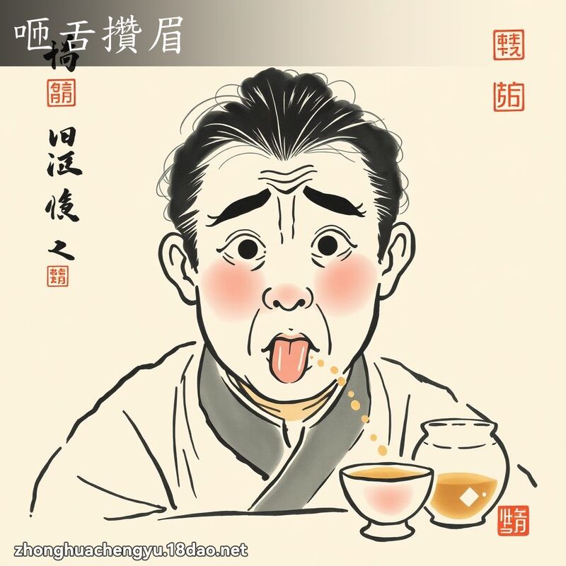 咂舌攢眉 - 中華成語配圖