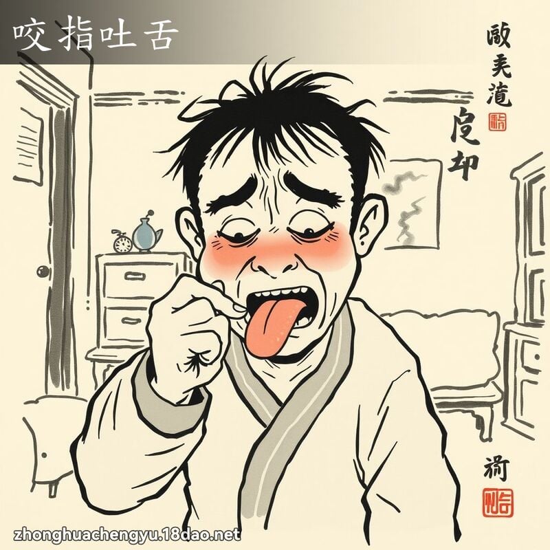 咬指吐舌 配图