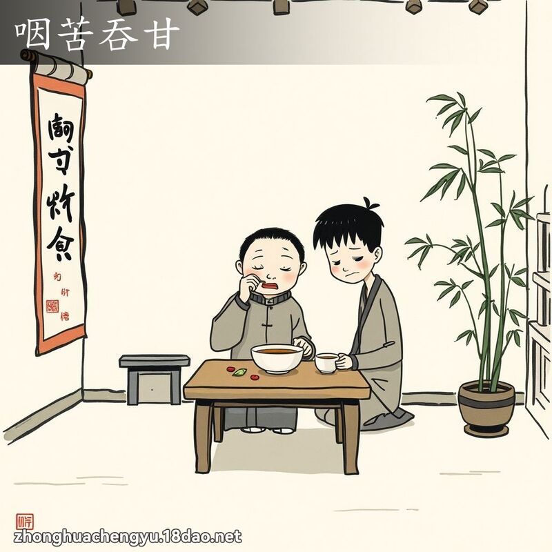 咽苦吞甘 - 中華成語配圖