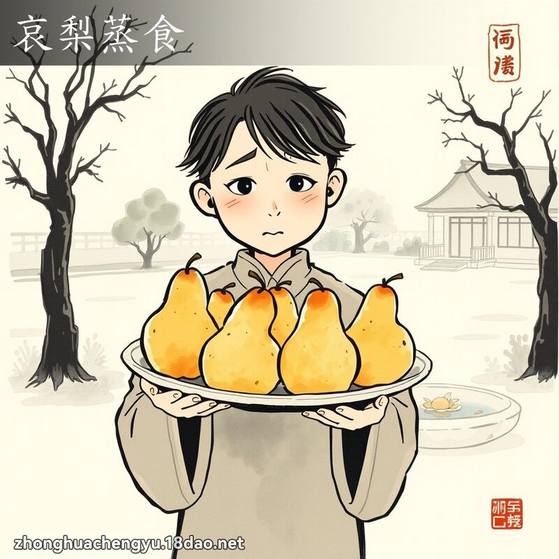 哀梨蒸食 - 中华成语配图