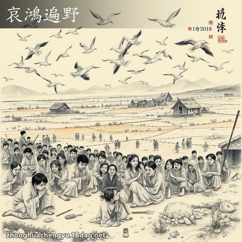 哀鴻遍野 - 中華成語配圖