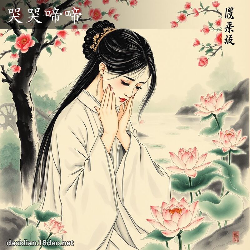 哭哭啼啼 - 中華成語配圖