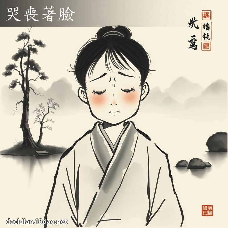 哭丧著脸 - 中华成语配图