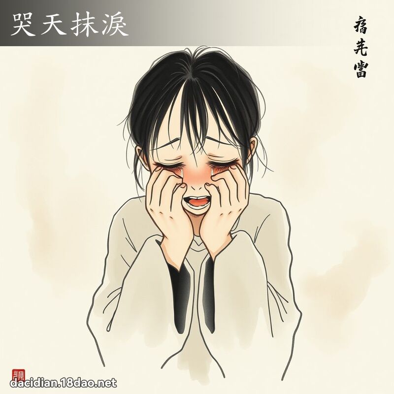 哭天抹淚 - 中華成語配圖