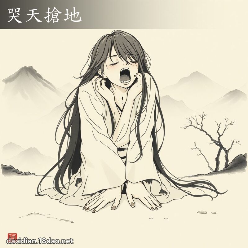 哭天搶地 - 中華成語配圖
