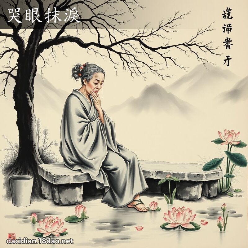 哭眼抹泪 - 中华成语配图