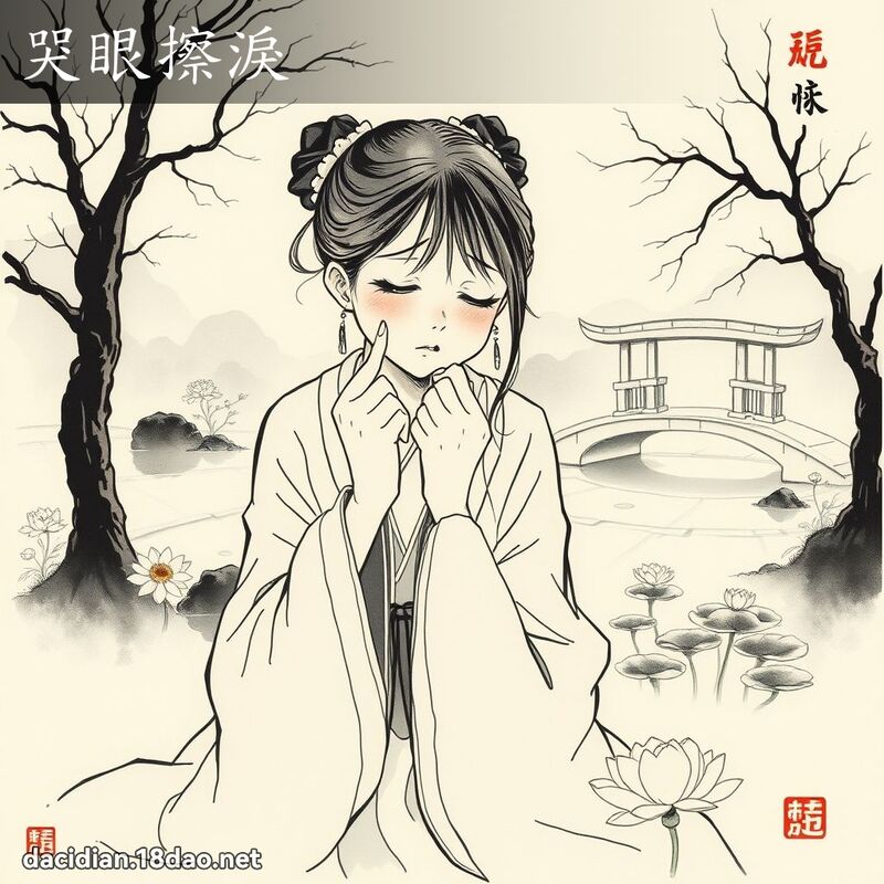 哭眼擦淚 - 中華成語配圖